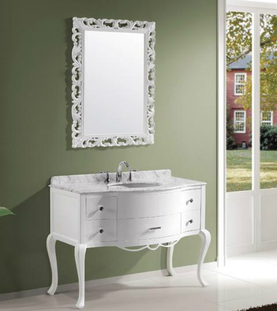 Avola 47 inch Bathroom Vanity White Finish Solid Wood Construction