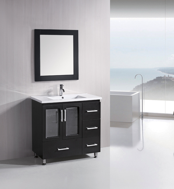 36 inch Contemporary Bathroom Vanity Solid Wood Construction Set