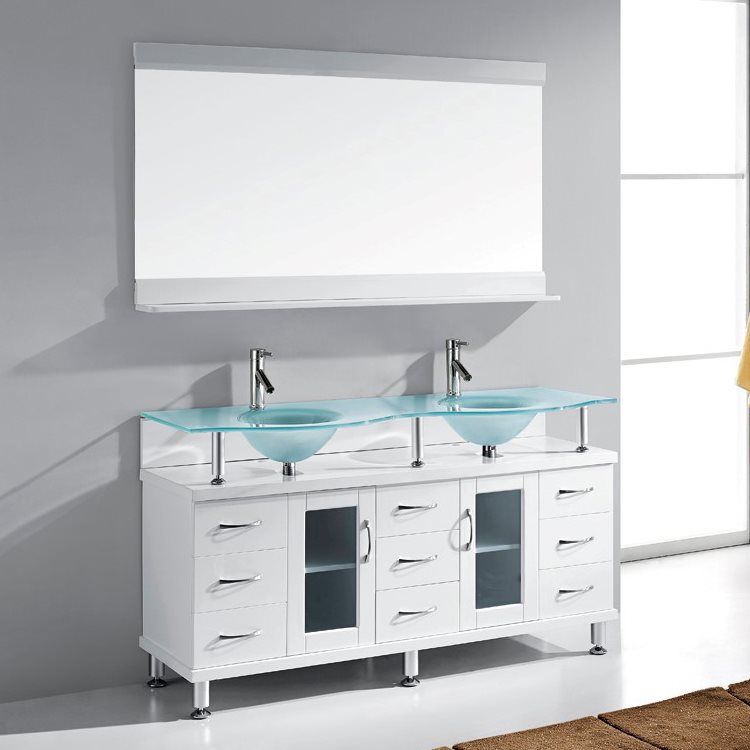 59 inch Modern Double Bathroom Vanity Cabinet Set