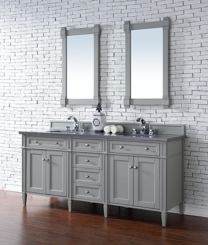72 inch Double Sink Bathroom Vanity Gray Finish No Top