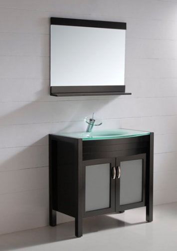 35 inch Espresso Finish Modern Single Sink Bathroom Vanity Set