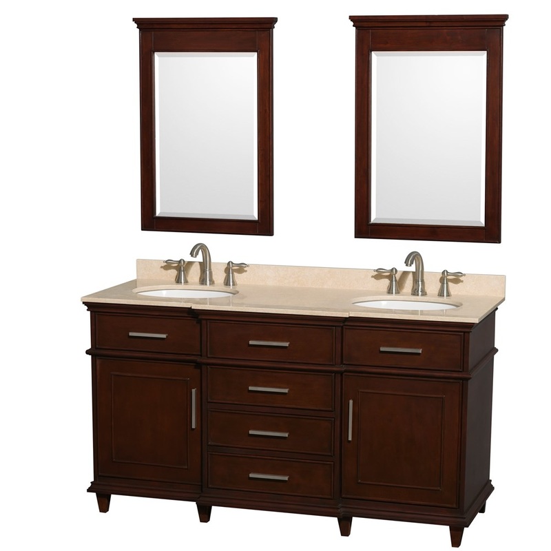 60 inch Traditional Dark Chestnut Double Sink Bathroom Vanity